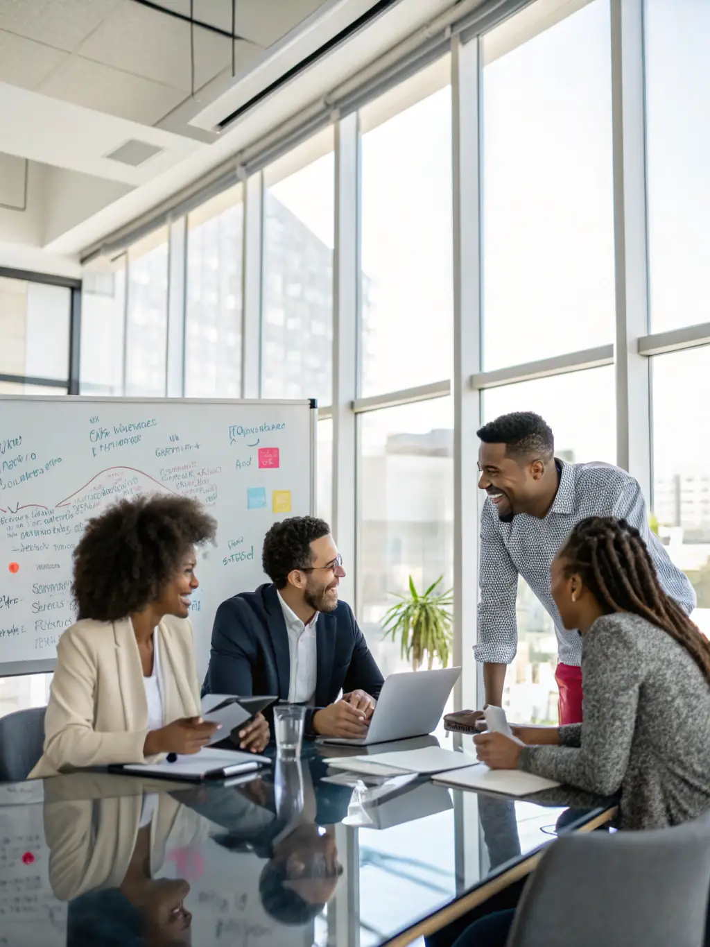 A consultant leading a team through a development plan, integrating team dynamics with economic planning.